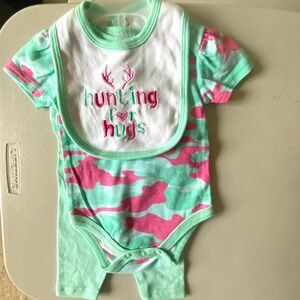 Little Beginnings Pink and Green Camo Legging Set 0-3M